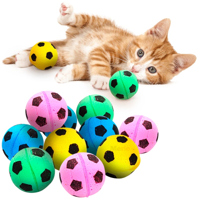 Meric CoCoo 1.5-Inch Soft Foam Cat Soccer Balls, Bouncy & Lightweight, Interactive Indoor Play Toys for Kittens & Cats, Quiet & Durable, Bright Colors, 12-Pack - Image 2